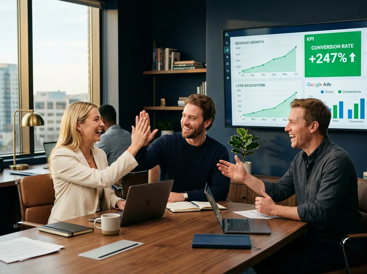 Seraphim marketing team collaborating around analytics dashboards