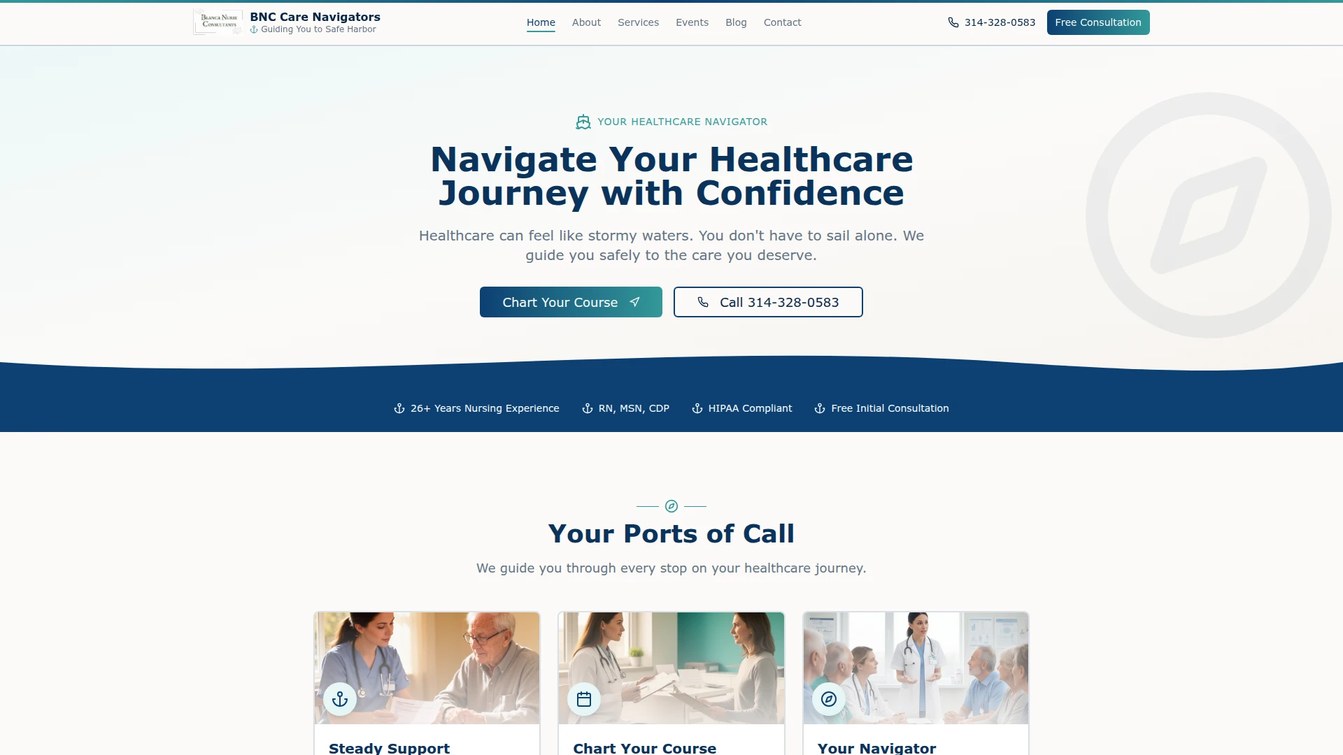 BNC Care Navigators website screenshot
