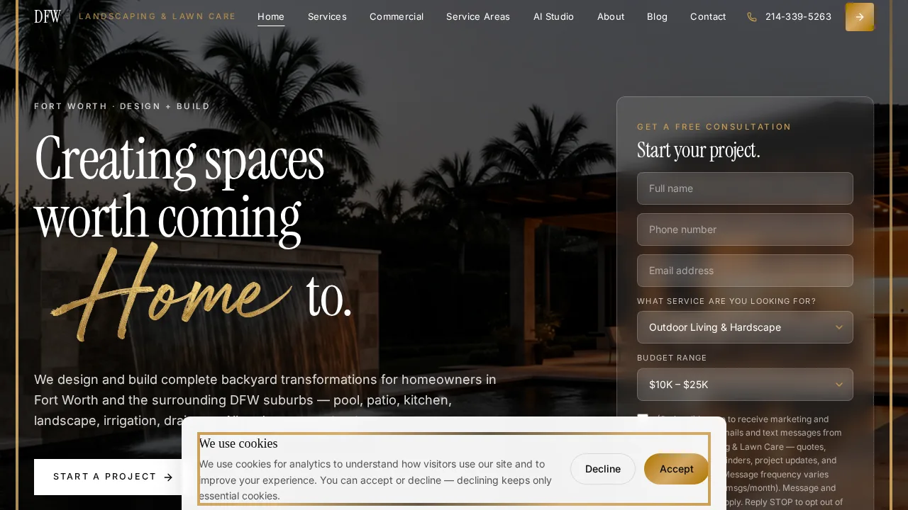 DFW Landscaping website screenshot