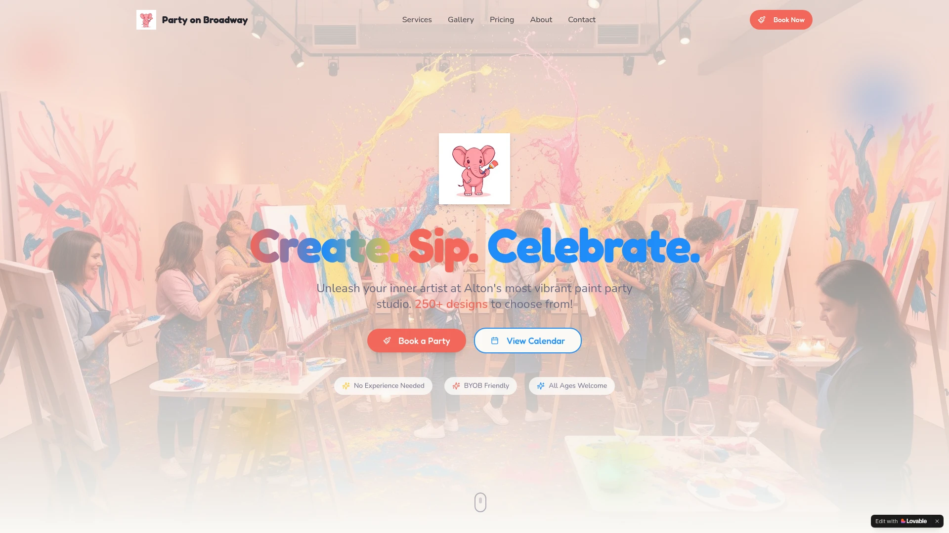 Party on Broadway website screenshot